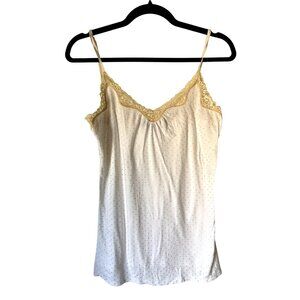 Express White Polka Dot Lace-Trim Spaghetti Strap Camisole Top Womens M